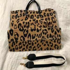 Clare V. Suede leopard print tote